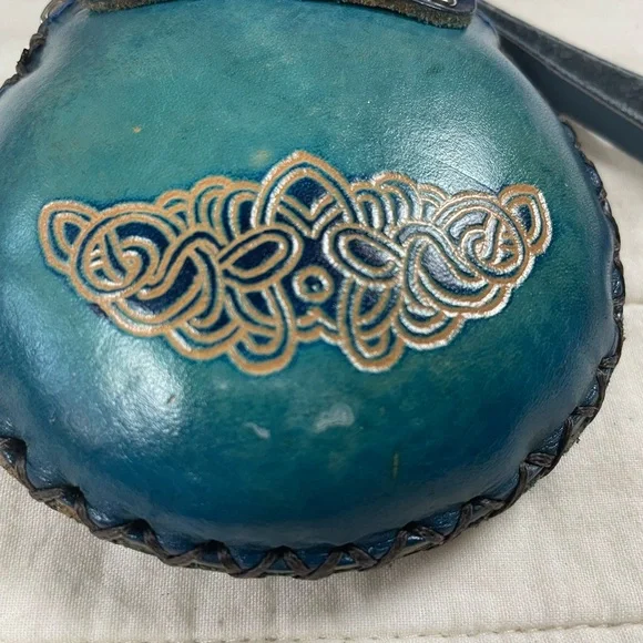 Teal Leather Clutch with Celtic Design - Picture 14 of 15